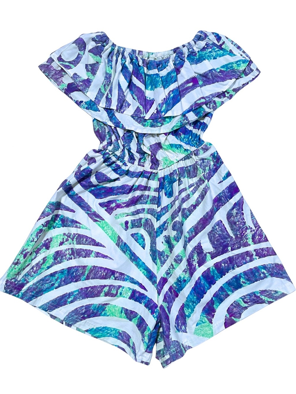 Tahiti Art Manao Off Shoulder Romper XL Hand Screen Printed Tahitian Made
